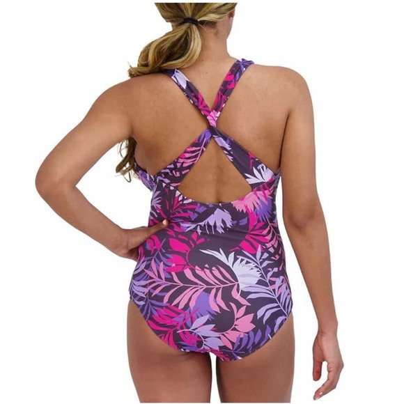 NWT Eddie Bauer Womens One Piece X Back Shaping Swimsuit Size Medium $65 4HLA9 - Picture 2 of 2